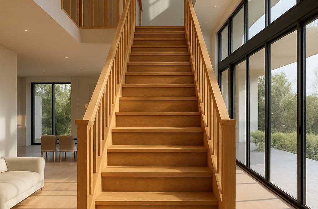 پله دوبلکس چوبی با طراحی سفارشی و متریال طبیعی