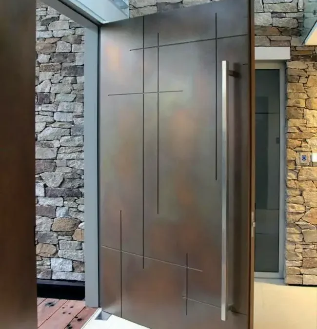 ساخت درب پیوت ترکیبی (فلز و چوب)