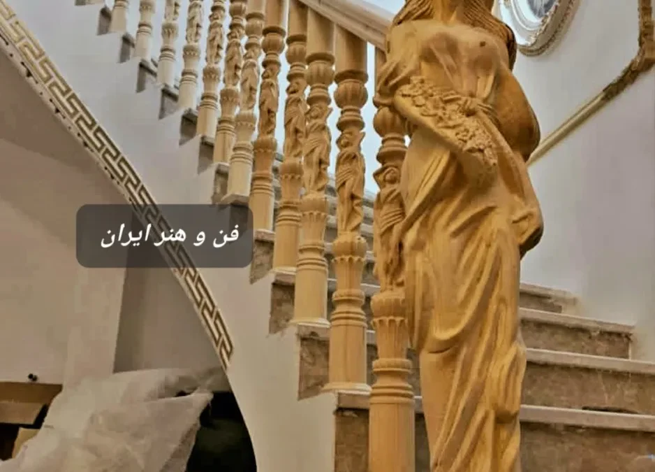 پیوند آسمان و زمین؛ اجرای نرده‌های مجسمه‌ای فرشته در پله‌ای لوکس